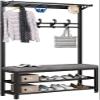 Hall Tree Coat Rack Bench with Shoe Organizer view 1