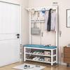 Hall Tree Coat Rack Bench with Shoe Organizer view 2