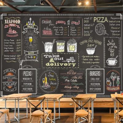 YYZOVBNN Hand-Drawn Chalk Lettering Afternoon Tea Wallpaper, Industrial Restaurant Café Decor