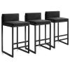 Modern Velvet Bar Stools, Set of 3, 65 cm, Black view 1