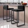 Modern Velvet Bar Stools, Set of 3, 65 cm, Black view 2