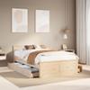 Willood Bed Frame with Drawers 135 x 190 cm, Rectangular Headboard, Natural, No Mattress view 1