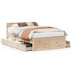 Willood Bed Frame with Drawers 135 x 190 cm, Rectangular Headboard, Natural, No Mattress view 2