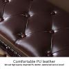 Solid Wood Shoe Storage Bench with Leather Cushion, Rustic Roman-Style Legs, Brown, 70 x 30 x 48 cm view 3