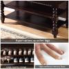Solid Wood Shoe Storage Bench with Leather Cushion, Rustic Roman-Style Legs, Brown, 70 x 30 x 48 cm view 4