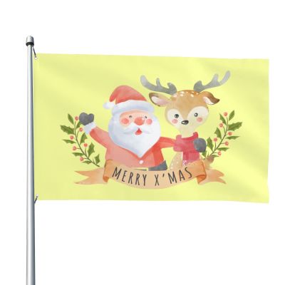 Cute Santa and Reindeer Christmas Garden Flag, 90 x 150 cm