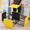 5-in-1 Stackable Ottoman Set with Casters, Leather, Square Seat for Bedroom, Living Room and Dining Room, Beige A view 3