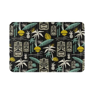 Island Tiki Black Doormat, Washable Non-Slip, 60 x 40 cm