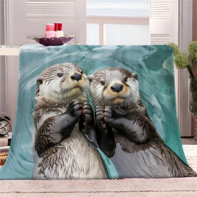 Dark Green Otter Plush Fleece Blanket, 130 x 150 cm