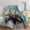 Dark Green Otter Plush Fleece Blanket, 130 x 150 cm view 2