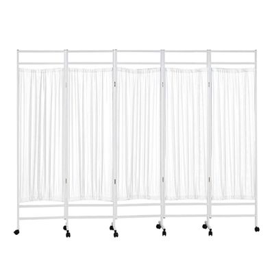 XWOEOAOQ Mobile Medical Privacy Screen, 1.83 m High, Foldable Partition with 3, 4, or 5 Panels and Wheels, White
