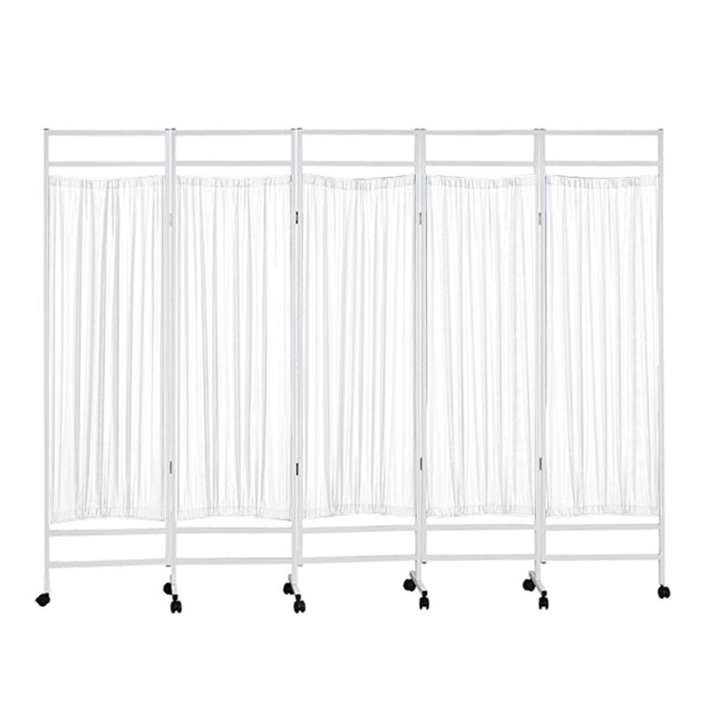 XWOEOAOQ Mobile Medical Privacy Screen, 1.83 m High, Foldable Partition with 3, 4, or 5 Panels and Wheels, White