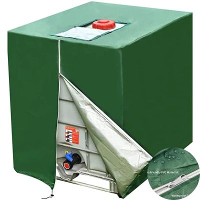 GCYEIDMA IBC Tank Cover with Zipper, 330 Gallon, 210D Oxford Fabric, 1,000 L Outdoor Water Tank Protective Cover (Black/Green)