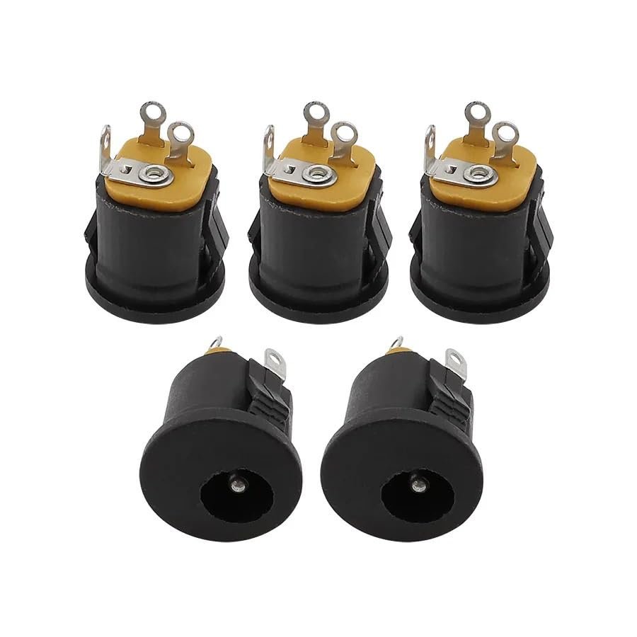 50-Piece DC022K 5.5 × 2.1 mm DC Power 3-Pin Female Panel-Mount Jack Connector