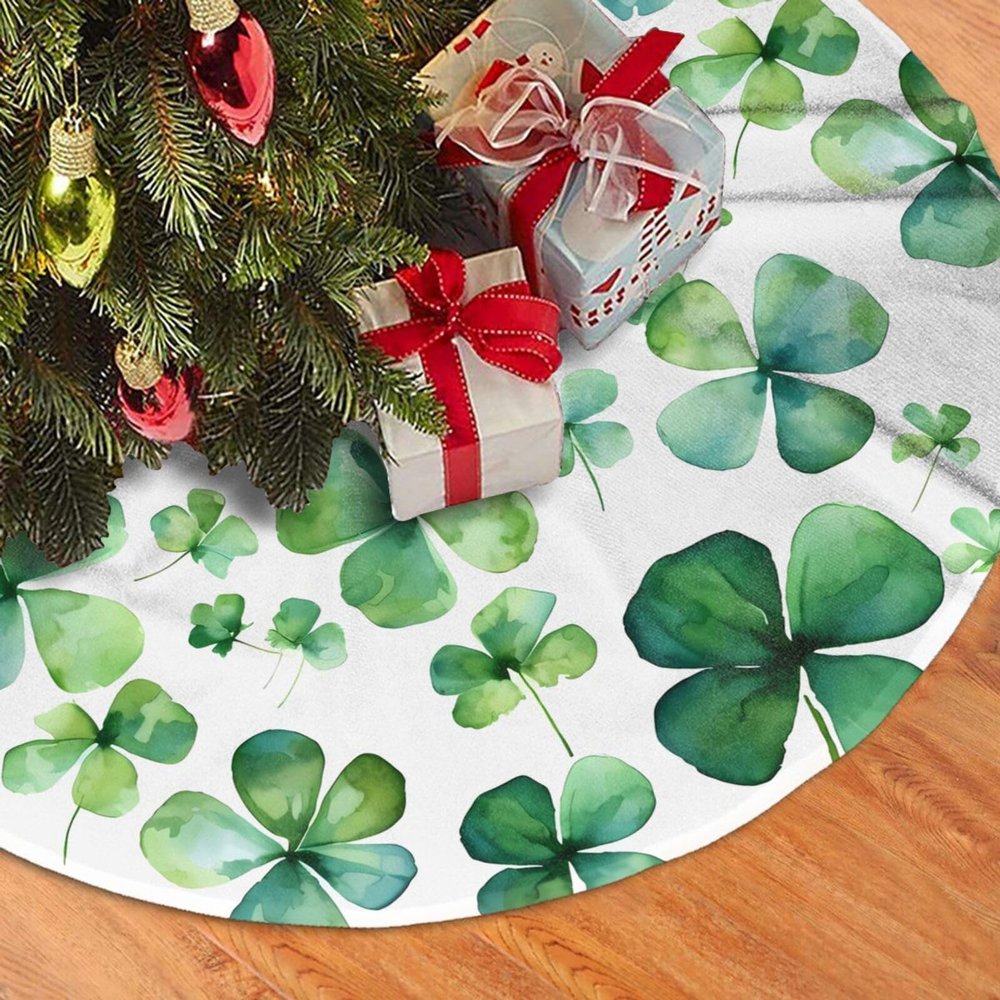 30 in Christmas Tree Skirt, Farmhouse Rustic Tree Mat, Happy St. Patrick's Day, Soft Plush Tree Skirt for Holiday Party Decor