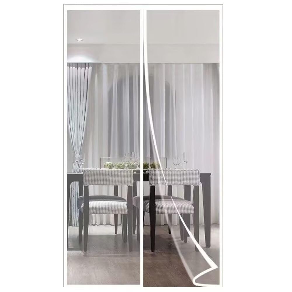 Magnetic Thermal Insulating Door Curtain, White, 140 x 125 cm