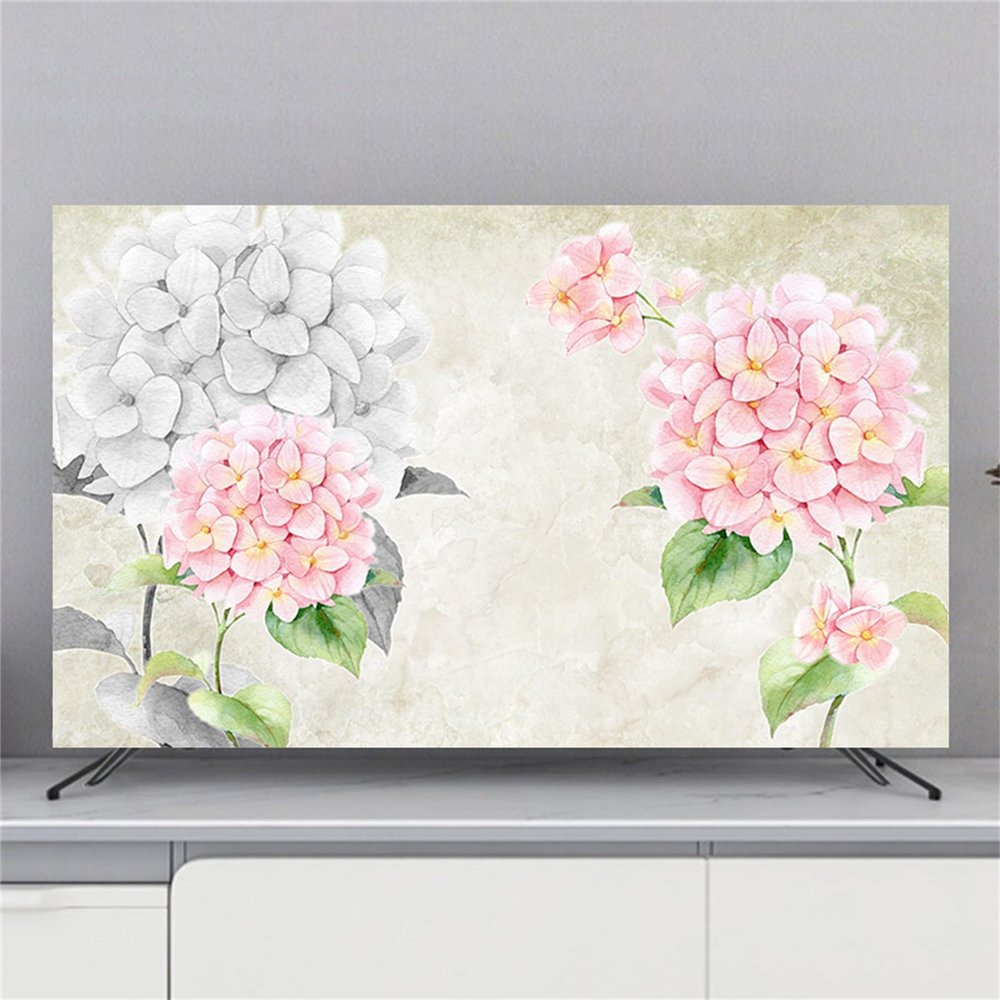 Treer TV Dust Cover, Universal Stretch Cover for 32–80-inch TVs and Computer Screens, 75-inch Artificial Flowers 7