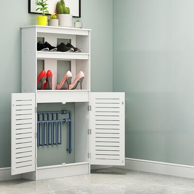 LLYLAFDC Radiator Cover Storage Cabinet with 2 Doors and Shelf, Protective Modern Pipe Cover (L70 × H120 × W20 cm / 27 × 43 × 8 in)