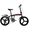 MREGLHUI 20-Inch Folding Bike with Adjustable Stem and Seat Height, Lightweight Aluminum Frame, Variable-Speed City Bike, Black view 1