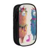 Black Alpaca-Llama Print Pencil Case, Large Capacity view 1