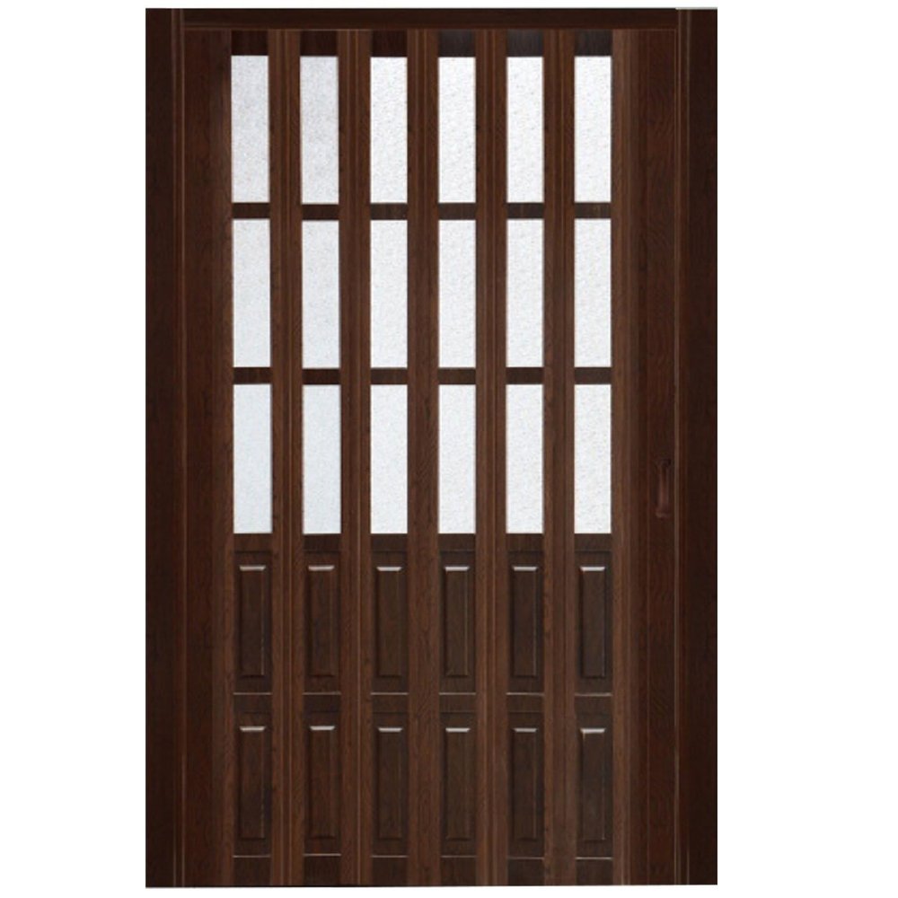 Generic Brown PVC Accordion Folding Door for Bathroom, Bedroom, and Office