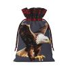3D Pattern Christmas Drawstring Gift Bags, Eagle, Festive Santa Bags with Tags view 2