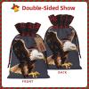 3D Pattern Christmas Drawstring Gift Bags, Eagle, Festive Santa Bags with Tags view 3