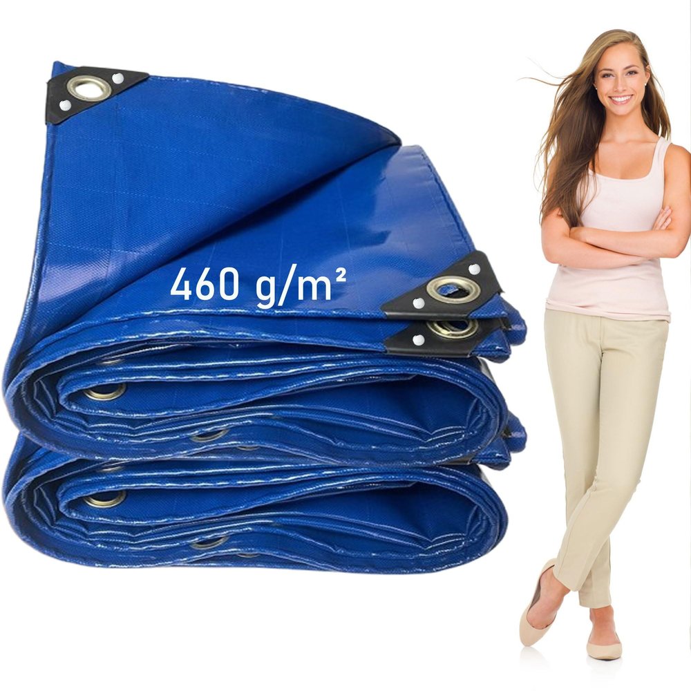 LDQBF Blue PVC Tarp, 2.5 x 17.5 m, 460 g/m², Waterproof