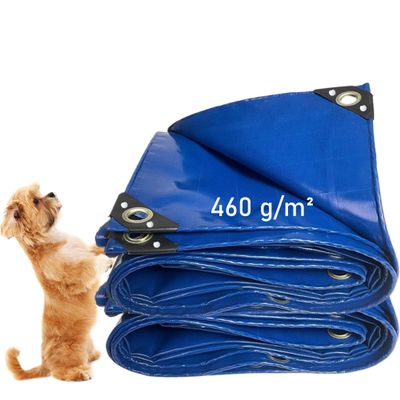LDQBF Waterproof PVC Tarp, 0.5 x 40.5 m, 460 g/m², Weatherproof, UV-Protected, Reinforced Edges, Blue