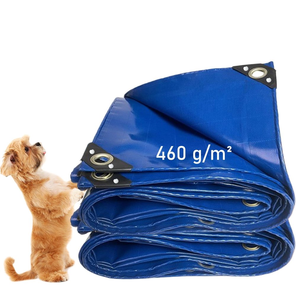 LDQBF Waterproof PVC Tarp, 0.5 x 40.5 m, 460 g/m², Weatherproof, UV-Protected, Reinforced Edges, Blue