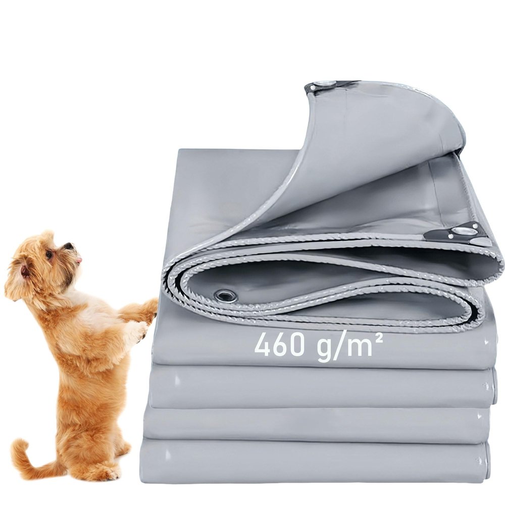 LDQBF Waterproof PVC Tarpaulin, 5 x 5.5 m, 460 g/m², Gray