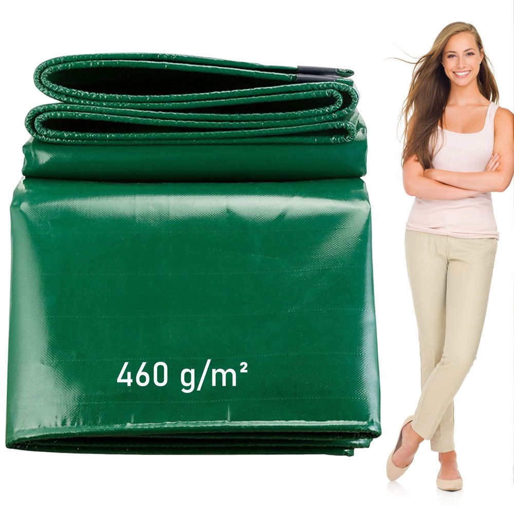 LDQBF Waterproof PVC Tarp with Eyelets, 2 x 2.5 m, 460 g/m², Green