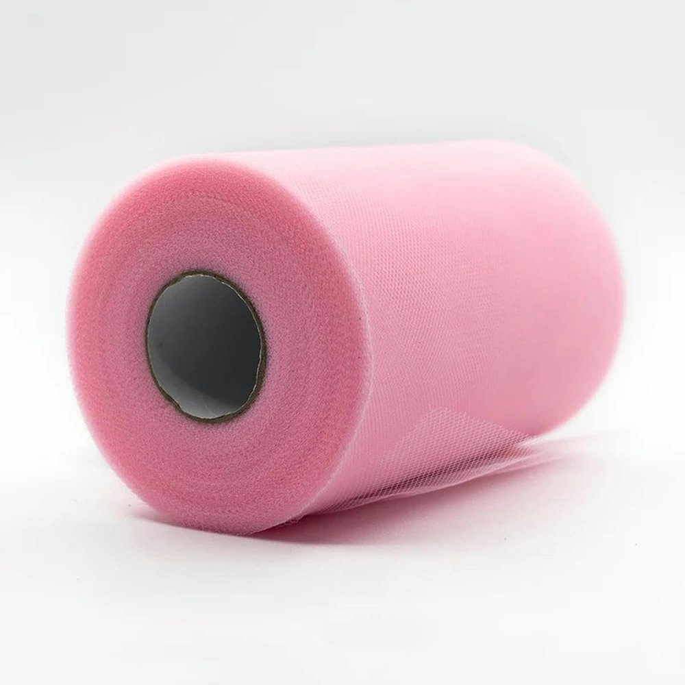 ORGEFY Tulle Roll, 91.4 m, 15 cm, Organza Fabric, WDecor, White Tulle Decoration Roll, Parties and Events, Engagement, 10 Light Pink