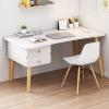 Modern Computer Desk with 2 Drawers for Home Office, White, 99 cm view 3
