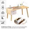 Modern Computer Desk with 2 Drawers for Home Office, White, 99 cm view 4