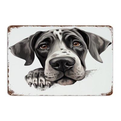 Personalized Metal Tin Sign with “Peeking Great Dog” Text, Customizable, Garden Signs, 3D Art, Pet Dog Portrait, Wall Decor, Aluminum Sign for Living Room