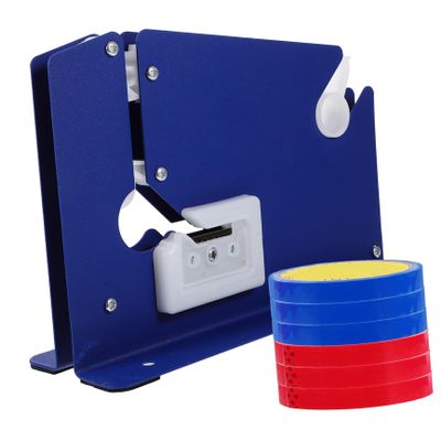 STOBOK 6-Roll Steel Tape Dispenser with Trimmer and Tape for Stores and Supermarkets