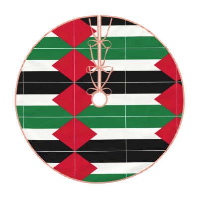 Palestine Flag Christmas Tree Skirt, Classic Red Tartan
