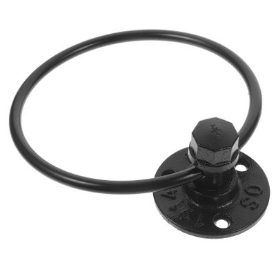 Industrial Iron Towel Ring, Wall-Mounted, Black