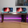 IMEITE Corner Computer Desk with Solid Wood Legs, Home Office Desk, Double Gaming Desk and Workbench view 4