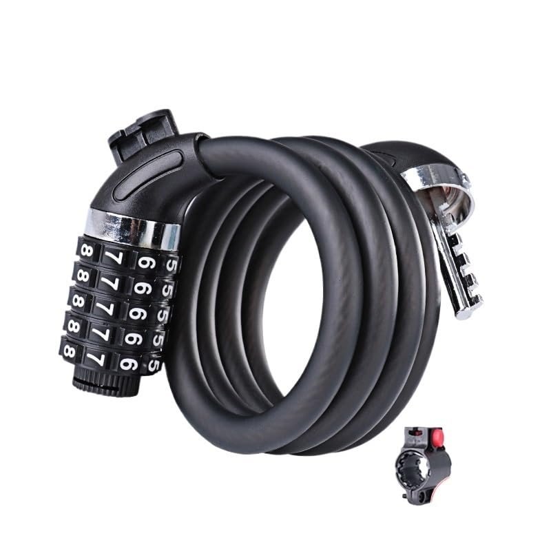 LSHIJI Bike Combination Cable Lock, 1.2 m, 5-Digit Anti-Theft Steel Cable Lock