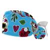 2-Piece Women's Ponytail Surgical Caps, Nursing Caps, Skull Flower view 1