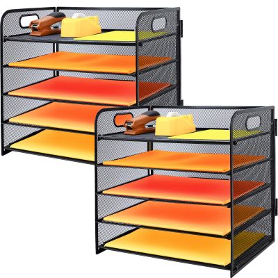 2-Pack 5-Tier Metal Document Trays, A4, Black