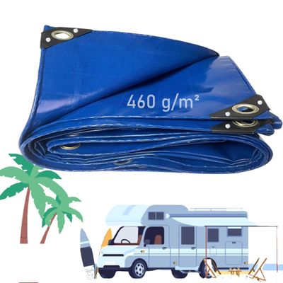 LDQBF PVC Tarp with Grommets, 4.5 x 7 m, 460 g/m², Includes Rope, Blue