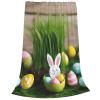 Flannel Blanket with Easter Eggs, Bunny, Grass and Wood-Print Design view 2