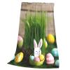 Flannel Blanket with Easter Eggs, Bunny, Grass and Wood-Print Design view 3