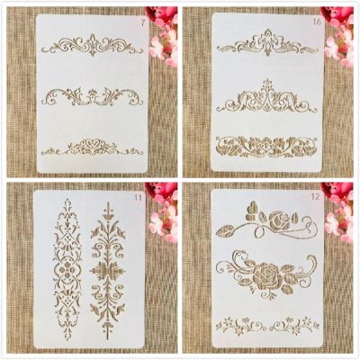 Painting Stencils, 4-Piece Set, A4, 29 cm, Leaf Designs, Reusable