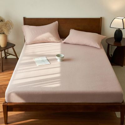 Luxury Egyptian Cotton Fitted Sheet for Double Beds, 180 x 200 cm, Deep Pink, Fits Mattresses up to 25 cm