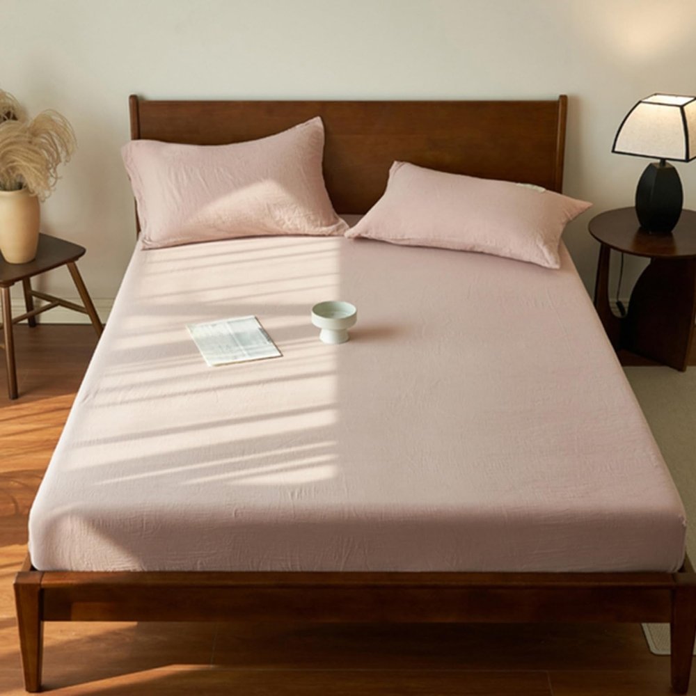 Luxury Egyptian Cotton Fitted Sheet for Double Beds, 180 x 200 cm, Deep Pink, Fits Mattresses up to 25 cm