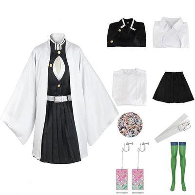 KHHK Anime Demon Kanroji Mitsuri Cosplay Costume Kimono Outfit for Adults and Children (M, White)
